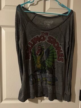 Chaser Gray Rolling Stones Graphic Long Sleeve Top